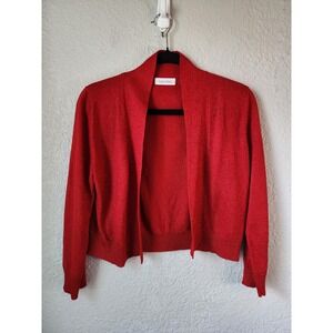 Calvin Klein Red Shrug Open Front Sparkle Cardigan Sweater